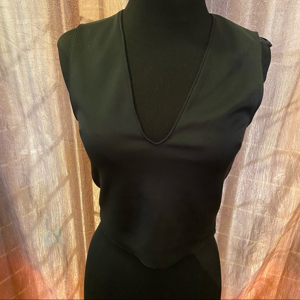 Zara Basics black v neck cropped top